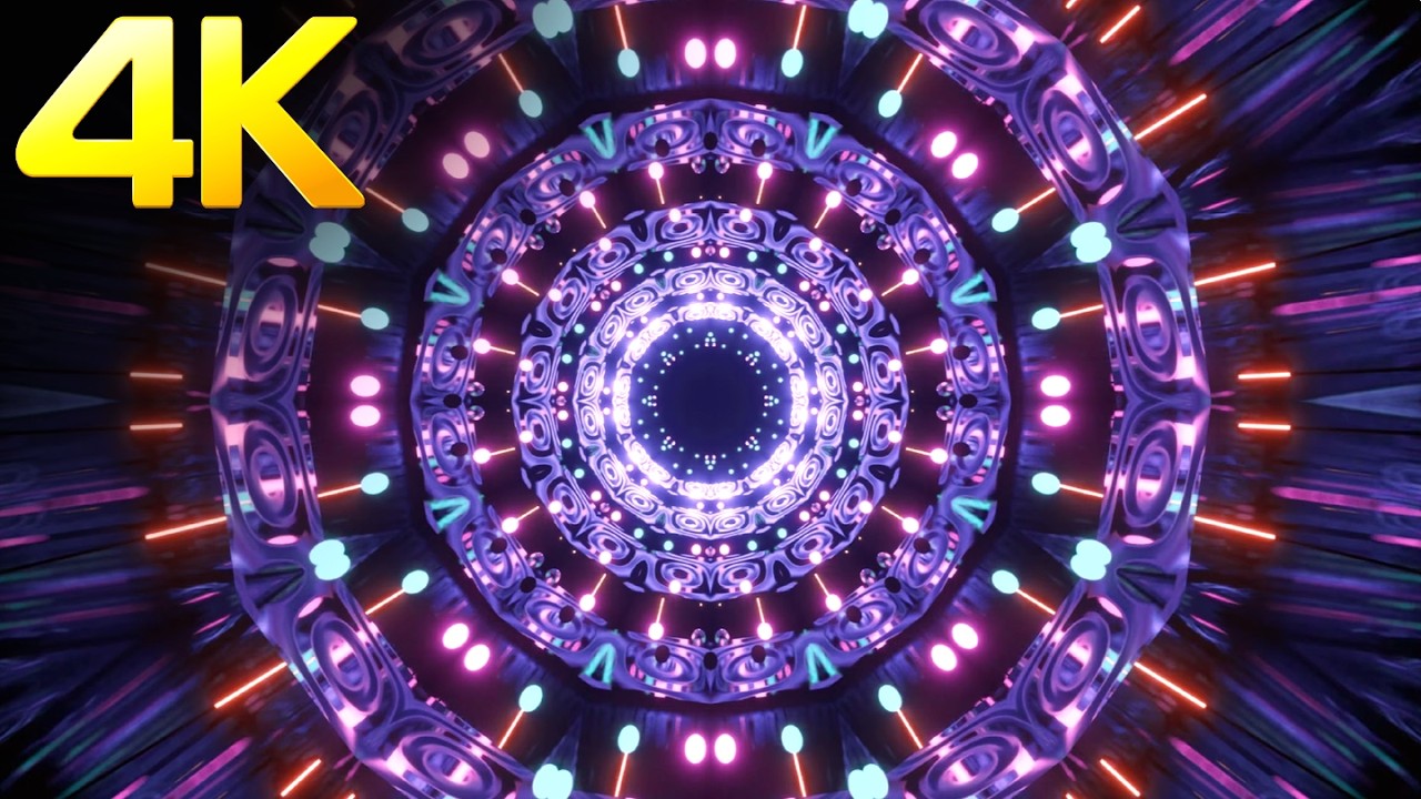4k Abstract Mandala ring Led Light tunnel || Blue & Pink Color Light ...