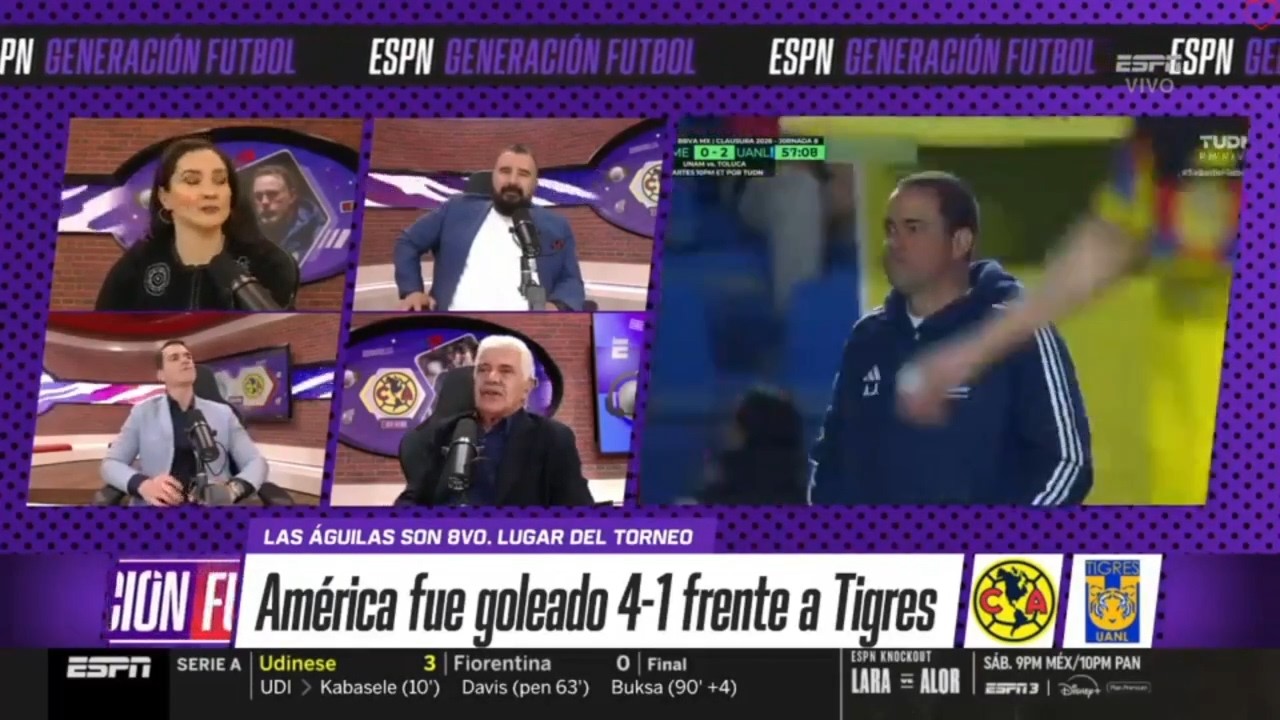 Generación F ESPN💣2 de mar💣América  fue goleado 4-1 frente a Tigres