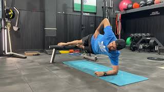 Side plank (feet on bench) #corestrength #coreworkout #coreexercises #fitness #strengthtraining
