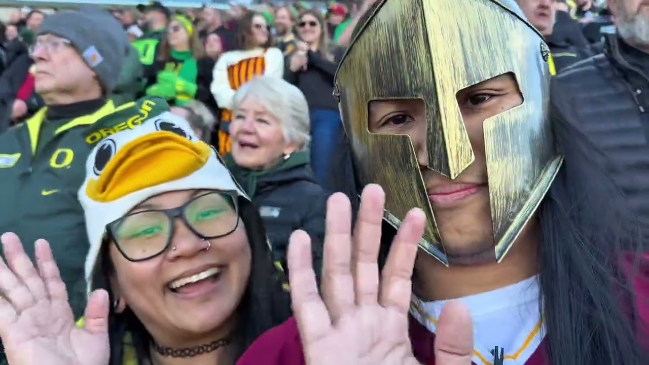 I went to Autzen Stadium to watch a football game