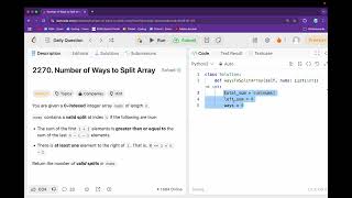 Number of Ways to Split Array - Leetcode