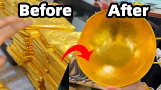 Immersively handcrafted a 1kg 24k gold bar into a gold pot🔥🔥🔥‼️