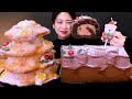 🎅Starbucks Cake😍크리스마스엔 케이크지✨스타벅스 디저트 먹방❤[Choux Cream Baumkuchen, Chocolate Buche de Noel] Mukbang