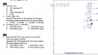 Soalan UPSR Sebenar Math  : Whole Number Tahun 5