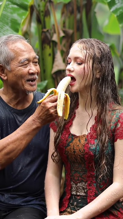 menikmati buah pisang segar bersama suamiku,saat hujan grimis #beautiful #fruit