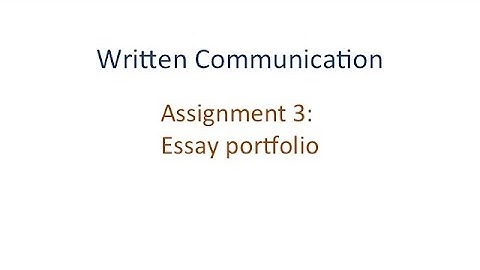 Written Communication: Assignment 3 discussion
