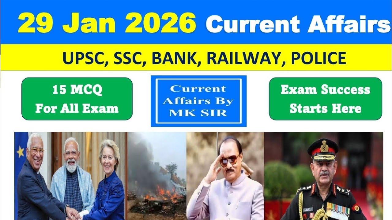 29 January 2026 Current Affairs in Hindi | Current Affairs Today | Daily GK | UPSC SSC Railway