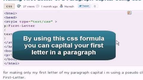CSS Tutorial :first letter capital in a paragraph