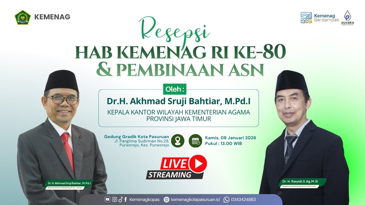 LIVE🔴RESEPSI DAN PEMBINAAN ASN DALAM RANGKA HAB KE-80 KEMENAG RI TAHUN 2026