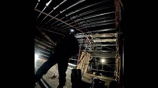 Up on Scaffolding with one leg...what could go wrong?