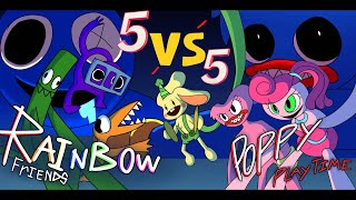 BATTLE ARENA: Rainbow Friends VS Poppy Playtime 5v5 | FNF Animation
