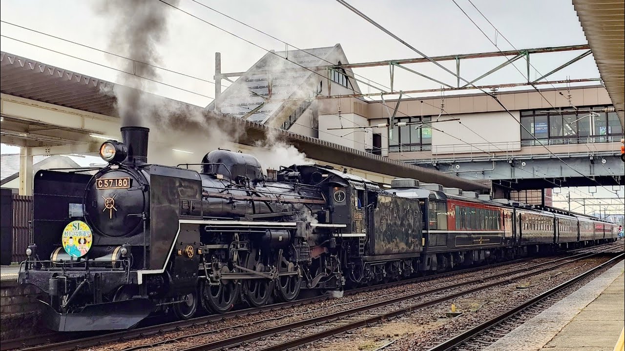 C57形快速SL村上ひな街道新津駅始発前入線 Type C57 Rapid SL MURAKAMI