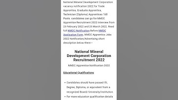 NMDC apprentice recruitment 2022 application form Post ‼️