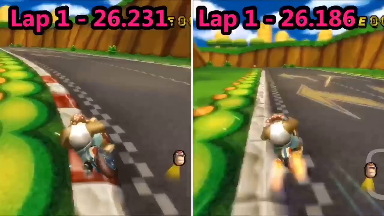 [MKW Comparison] Mario Circuit (No Glitch) - Rocky (TAS BKT) VS Rocky (Former TAS BKT)