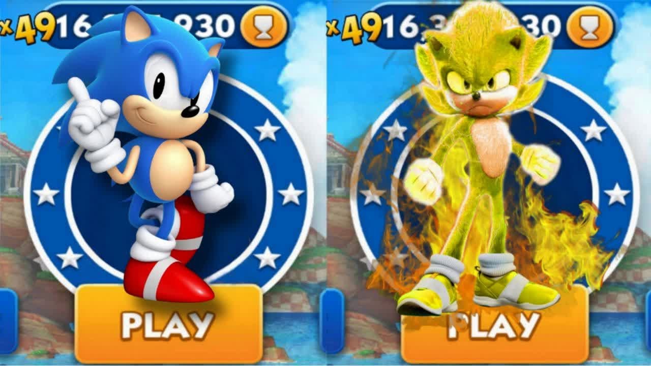 Sonic Dash - Classic Sonic VS Movie Super Sonic _ Movie Sonic vs All ...