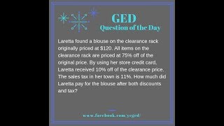 GED QOD: Multistep Percent Problem 3