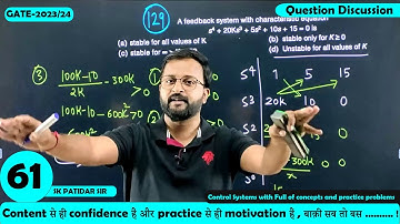 Lec 61 Question Discussion || Control System || SK Patidar Sir || GATE-2023-24