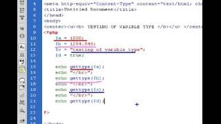 PHP 5 IN HINDI PART 3(B):GETTYPE