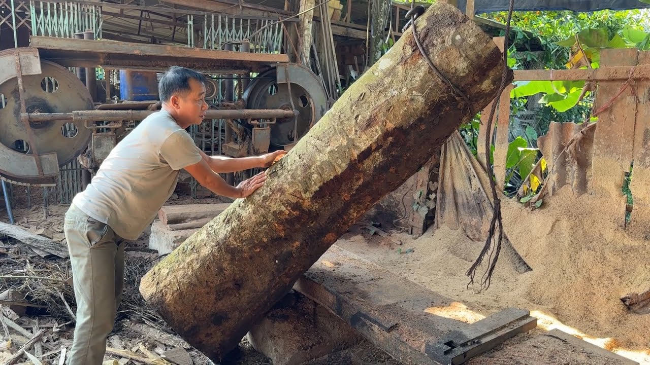 Run Away Before The Log Crushes You! Cutting Wood By Hand Is Extremely Dangerous - Woodworking Tools