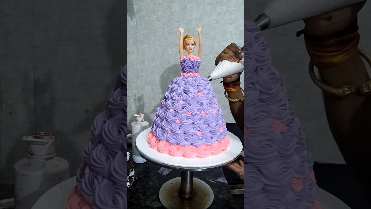 barbie doll cake dresings purple pink colour combination 