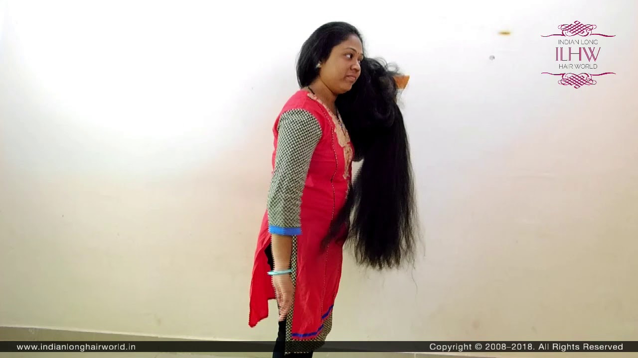 Manaswini's De tangling Her  Floor Length Extra Thick & Dense Long Hair By Using Her Hand & Comb