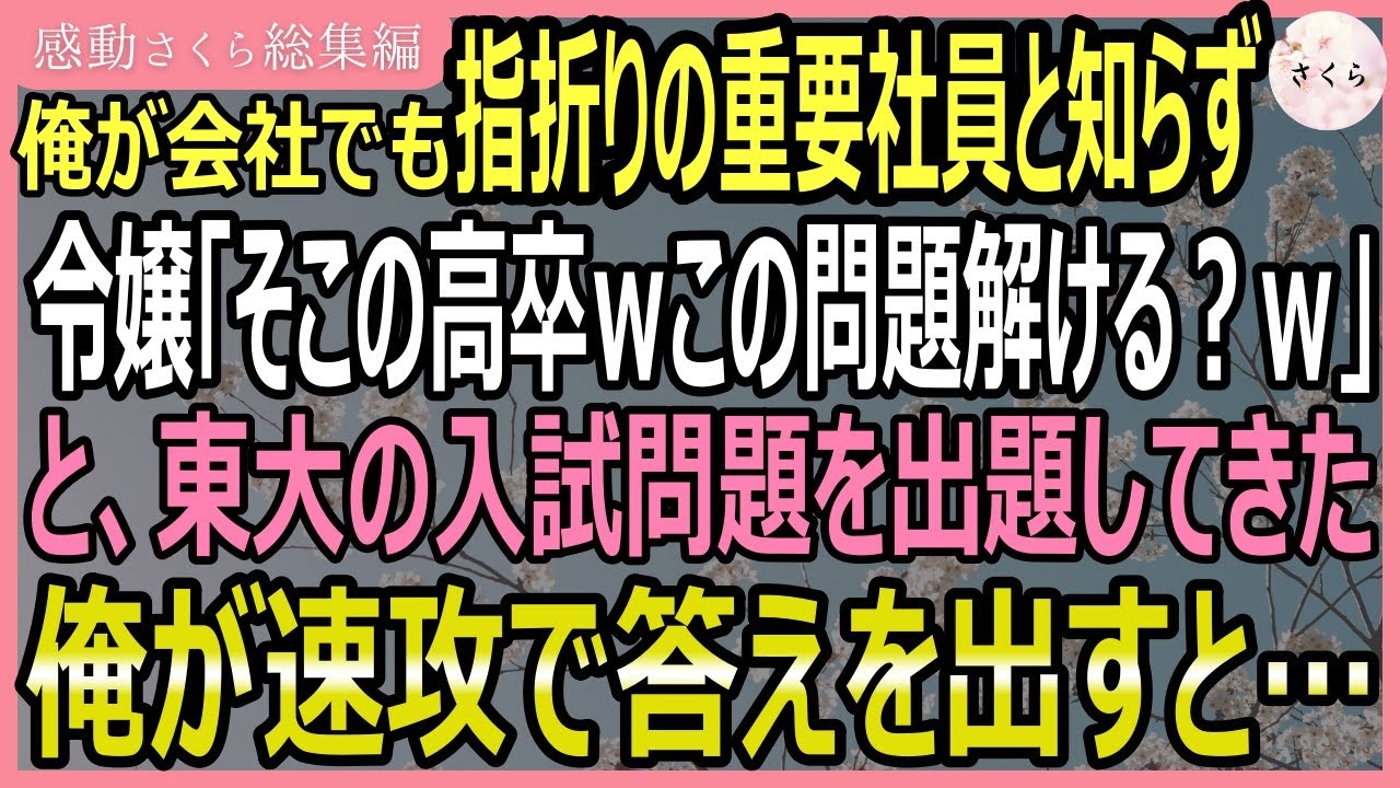 【感動する話・総集編】俺が会社でも指折りの重要社員と知らなかった令嬢が「高卒くんｗこの問題解ける？ｗ」と超難問をつきつけた。俺が速攻で答えを出した結果【いい話・スカッと・スカッとする話・朗読】