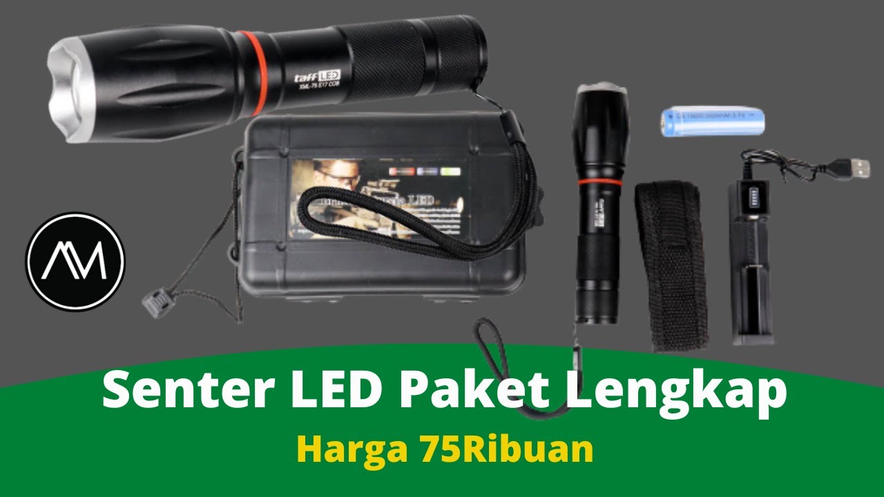Senter Paket E17 COB LED Torch Cree XM-L T6 8000 Lumens Murah