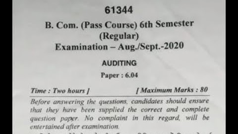 B.com 6th semester Auditing question paper of 2020 (igu)