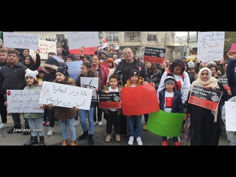 جولاني أهالي الجولان يعتصمون ضد مشروع المراوح