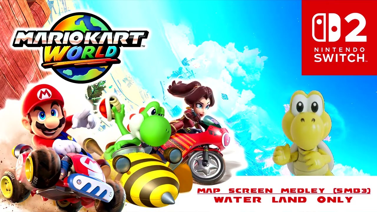Map Screen Medley (SMB3) Water Land Only - Mario Kart World OST (Switch 2)