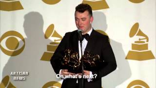 SAM SMITH GETS GRAMMY EMOTIONAL BACKSTAGE IN INTERVIEW