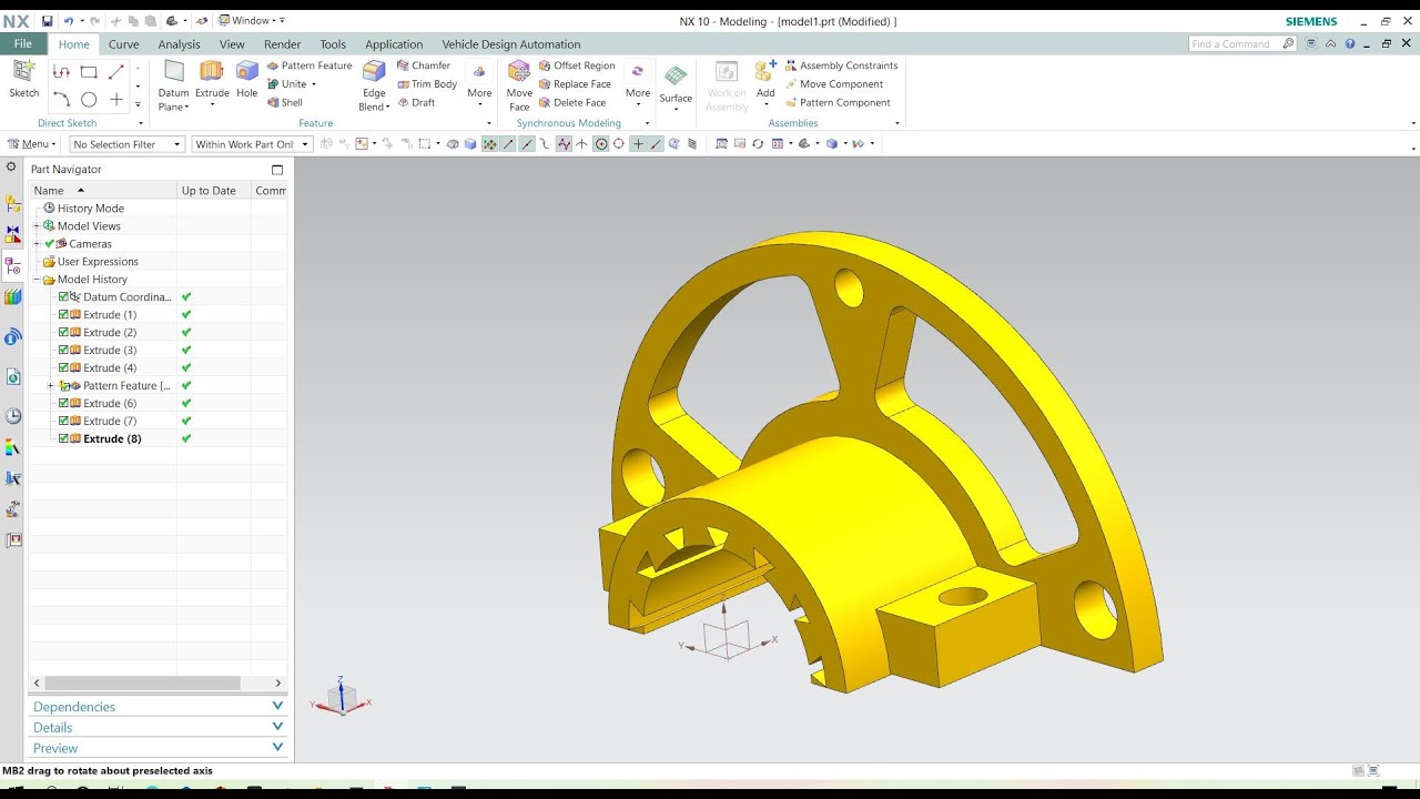 nx cad tutorials|| modelling in nx cad|nx-cad10.0| #nxcad #design # ...