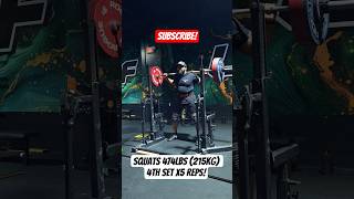 Squats 474lbs (215kg) 4th Set x5 Reps!