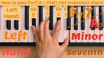 Piano Lesson 189: How to play Fm7/A♭ (flat) (1st inversion) chord with the left hand tutorial