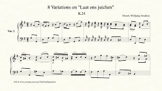 Mozart, 8 Variations on Laat ons juichen, K 24, Var 2, Organ