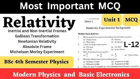 BSc 4th Semester Physics | Most Important MCQ | Relativity | Unit-1 | L-12 | Modern Physics