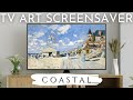 Coastal art screensaver for your tv  beach  ocean paintings  1 hour no sound
