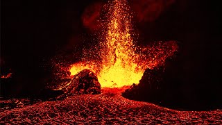 RAW Volcano Eruption Stock Footage - Iceland 2022