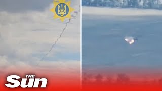 Ukrainian National Guard blows Russian Ka-52 'Alligator' helicopter out the sky with Igla MANPADS