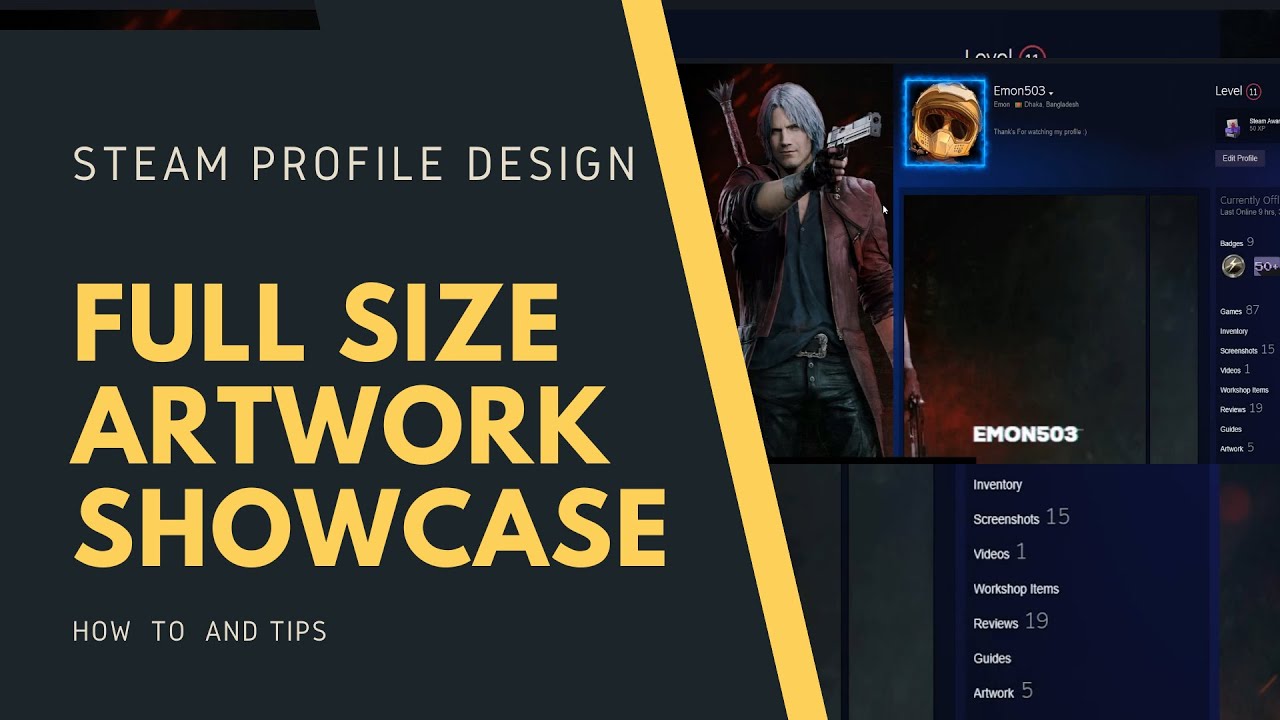 How to create Steam Long Artwork Showcase Profile|Steam profile