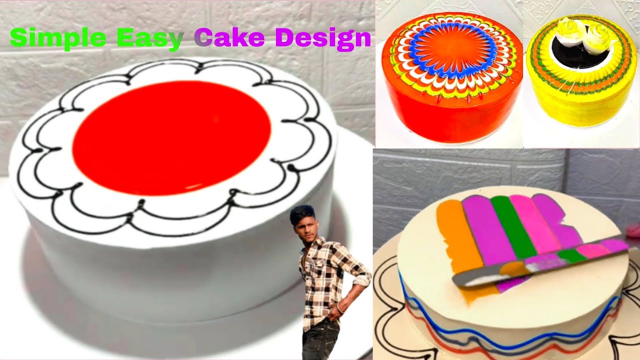 Simple Easy Cake Design || #cakedesign #simplecakedesign #ytvideos #cakedecoration 