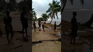 Tsunami from Tonga eruption Naroi, Moala Island, Fiji. January 15, 2022