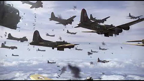 Red Tails - Bomber brace for the skies fill with German AA-Flak Gun Firing from Ground World War 2