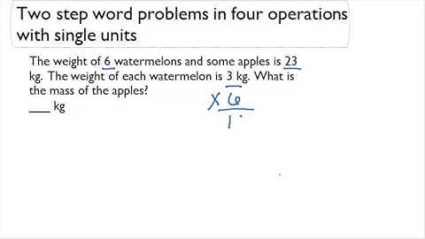 Two steps word problems in four operations with single units