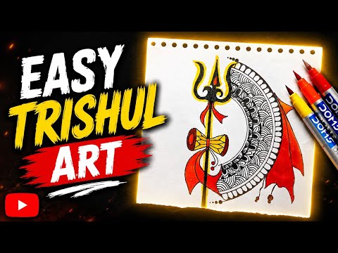 Easy Trishul Mandala Art Drawing | Beautiful Shiv Symbol Art Tutorial ✨🕉️ | creative Mandala art