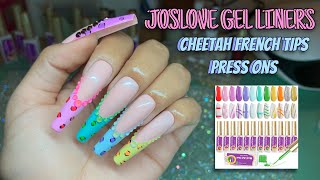 JOSLOVE GEL LINERS || COLORFUL CHEETAH FRENCH TIPS