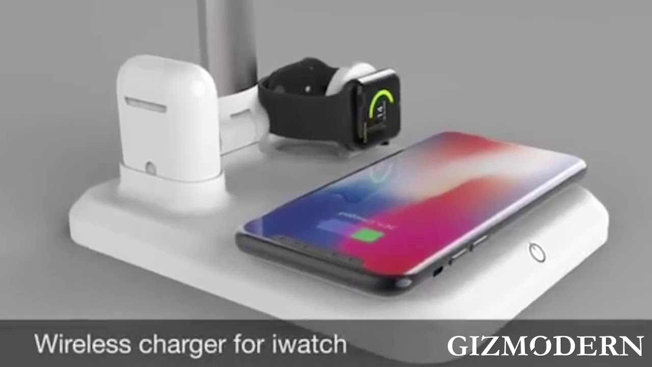 4-in-1 QI Wireless Charging Eye Protection Desk Lamp with Touch Switch, Adjustable Angle