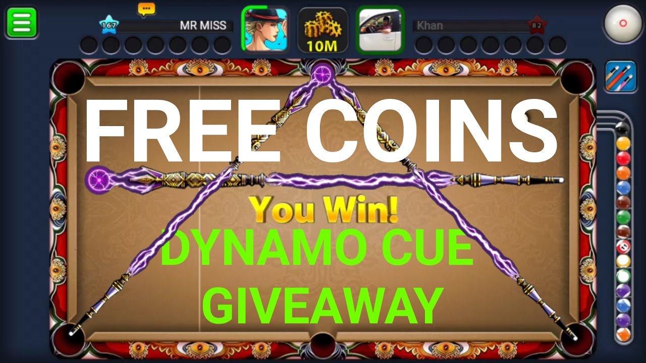 8 Ball Pool - Dynamo cue giveaway - Free pool coins - Link in description -  Play Mr Miss and win - 