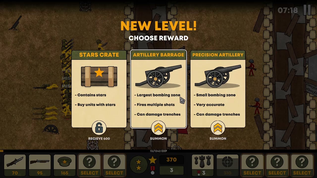 Stickmen trenches Battle and playing as russia with a ridiculous number of riflemen