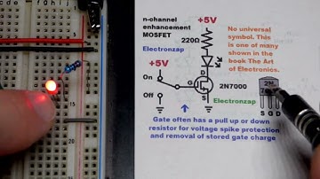 N channel enhancement mode MOSFET 2N7000 switching LED schematic diagram pin layout by electronzap